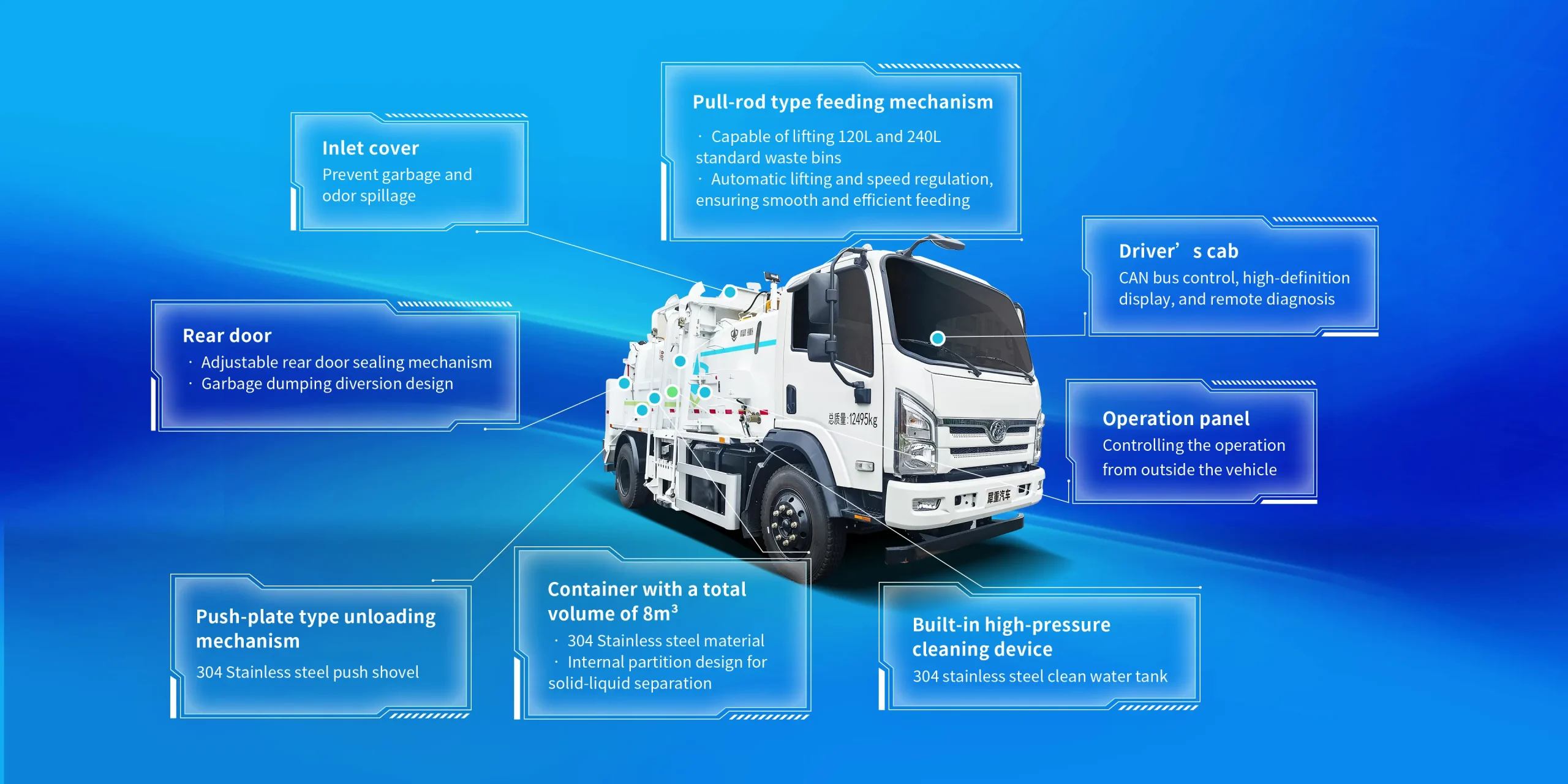 12 ton electric kitchen waste collection truck – garbage transporter vehicle