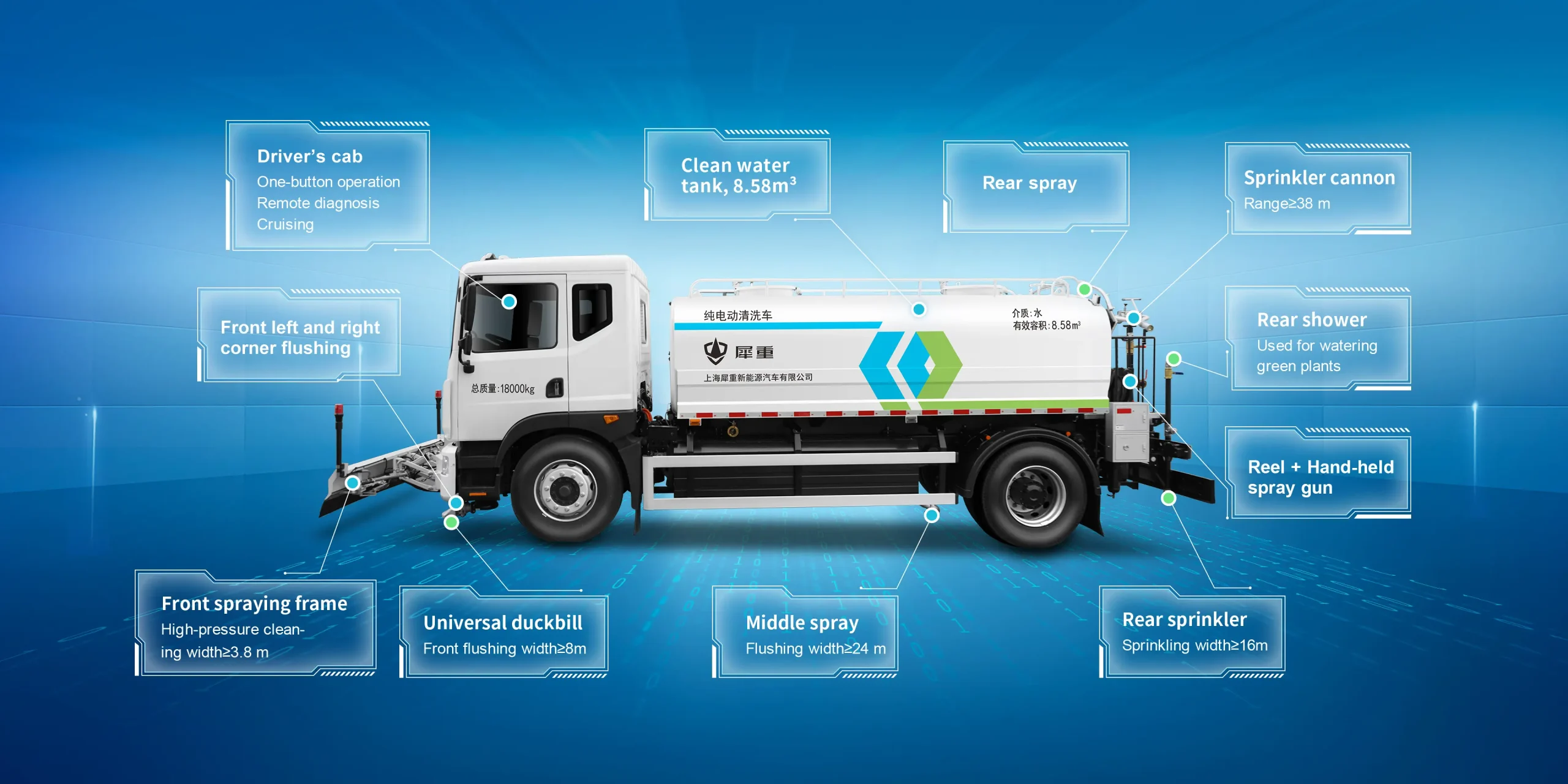 18 ton electric multi function cleaning vehicle dowway vehicle description