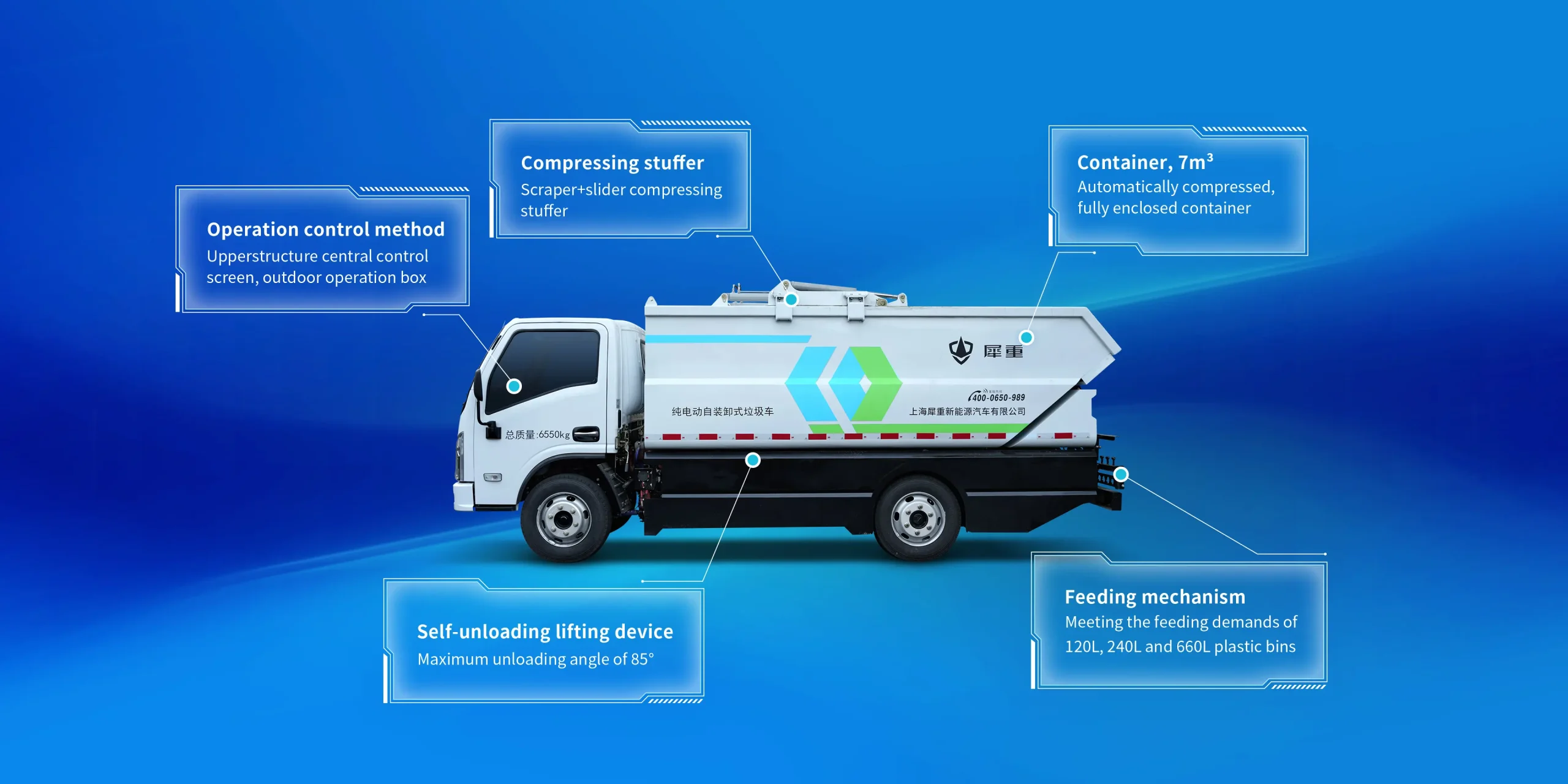 10 ton electric kitchen waste collection truck – food waste transporter communities