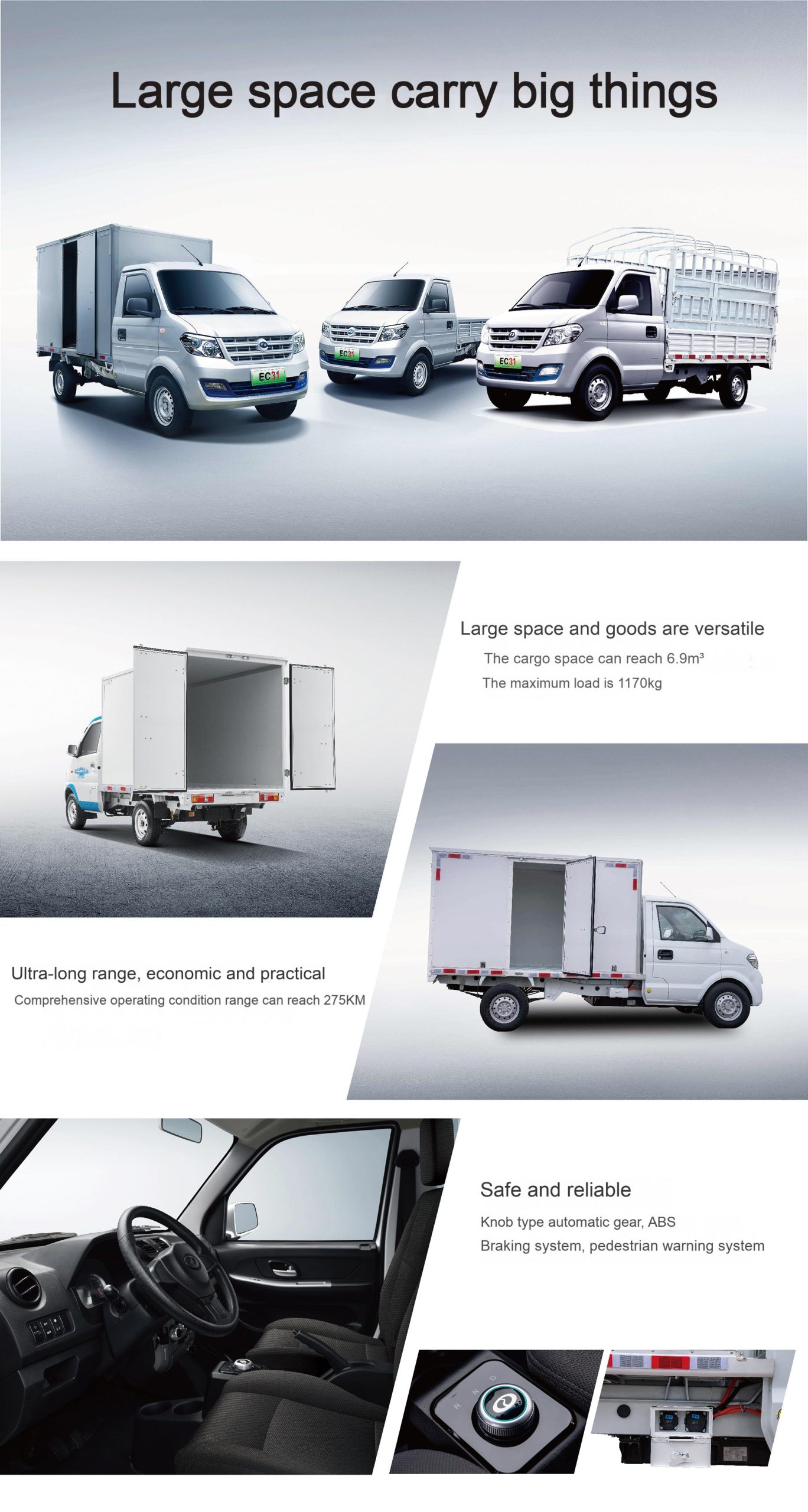 electric cargo van ec 31 with 6.9m³ load – custom built ev mini cargo truck