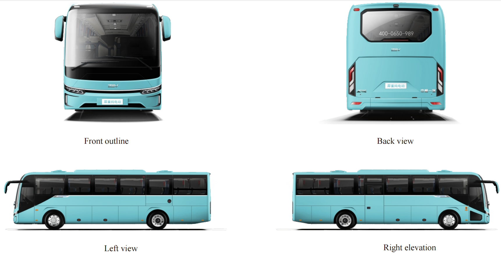 long range electric city bus – z11e 390km range, 50 passenger transit tour bus