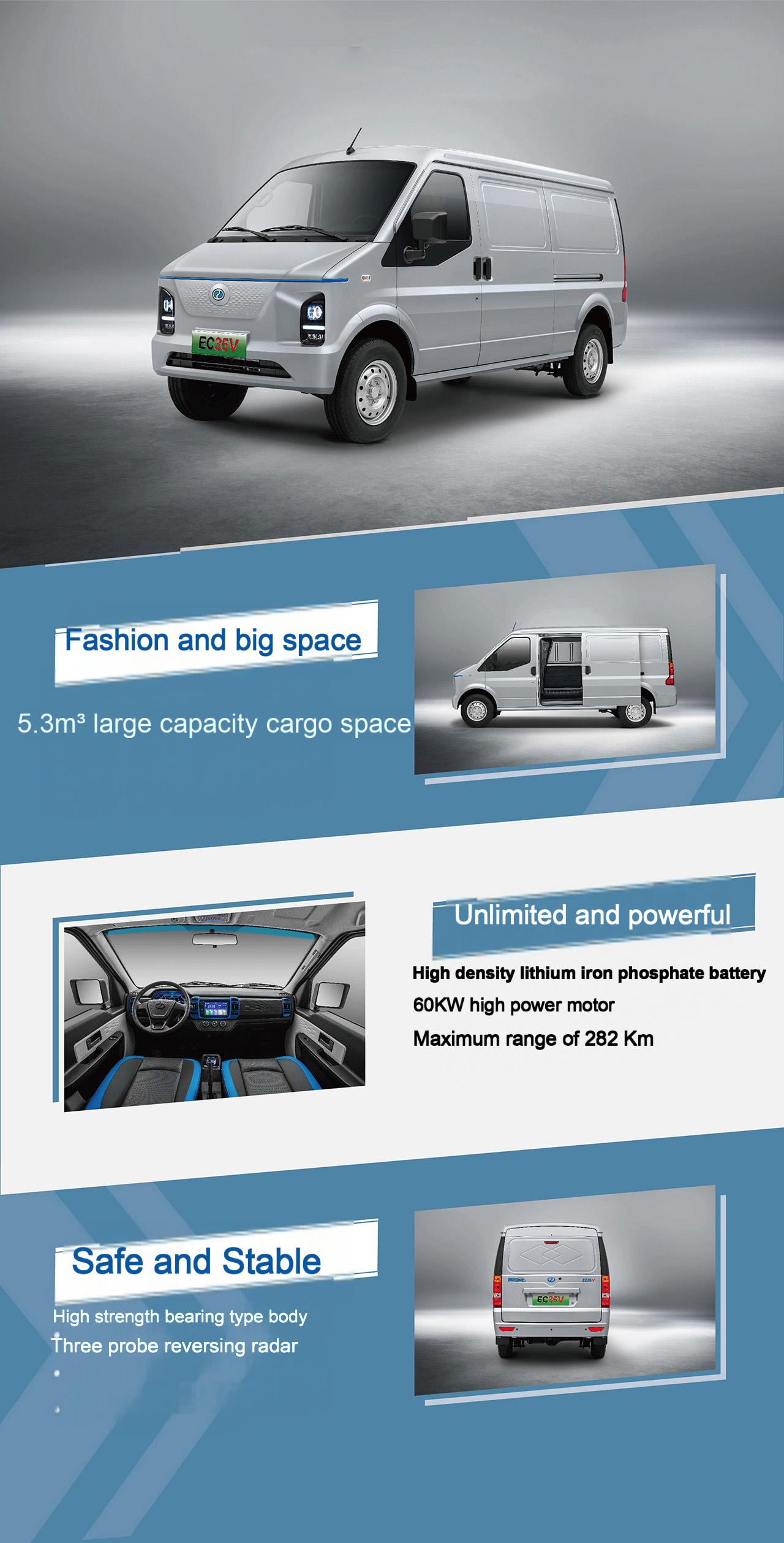smart electric cargo van ec35v with 5.3m³ load & l2 adas – custom built ev van