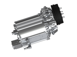 Technical specifications table for the 230 Platform High-Speed Single Reduction Drive System by Dowway Vehicle, detailing motor type, power, torque, speed, reducer design, and environmental ratings." Caption: