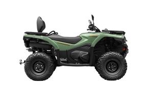 CFMOTO CFORCE 450 L Hunter Green ATV with Real-Time 4x4 Drive Dual Disc Brakes 250mm Ground Clearance and 12L Fuel Tank on Off-Road Trail