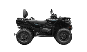 CFMOTO CFORCE 520 L Nebula Black ATV with Real-Time 4x4 Drive Dual Disc Brakes 250mm Ground Clearance and 12L Fuel Tank on Rocky Off-Road Terrain