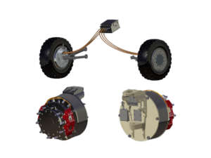 EW-T9000-650 Electric Wheel by Dowwaehicle, showcasing its high-integration design, peak torque, and peak speed capabilities.