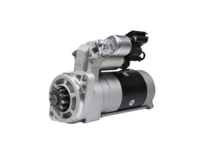 GNR81 24V 3.5kW electromagnetic planetary gear reduction starter motor by Dowway Vehicle – 50,000 start cycles, -40°C to 125°C operating temperature, anti-icing switch with ventilation membrane, flame-retardant materials, φ81mm stator, 5kg weight, compact design for heavy-duty vehicles and industrial applications.