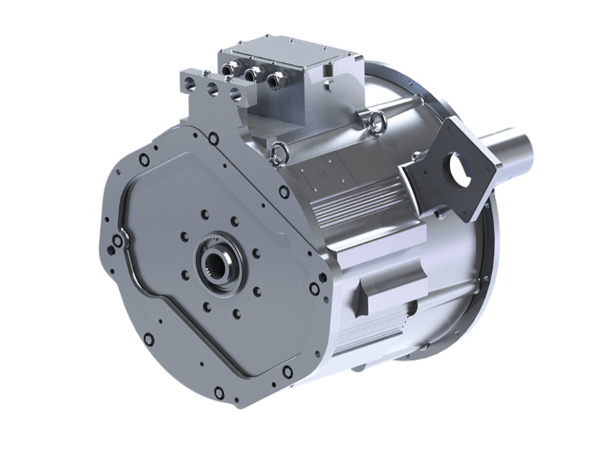 Parallel hybrid motor specifications: permanent magnet synchronous motor, 200kW peak power, 450V–750V input, 2100Nm peak torque, IP67 protection, water-cooled by Dowway Vehicle
