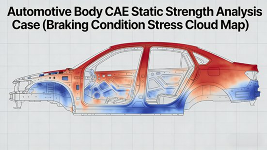 Automotive Body CAE Static Strength Analysis Case (Braking Condition Stress Cloud Map)