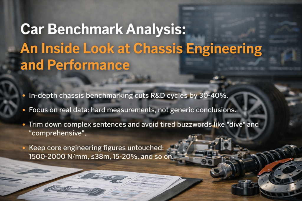 Car chassis benchmark analysis with suspension components and engineering measurement data