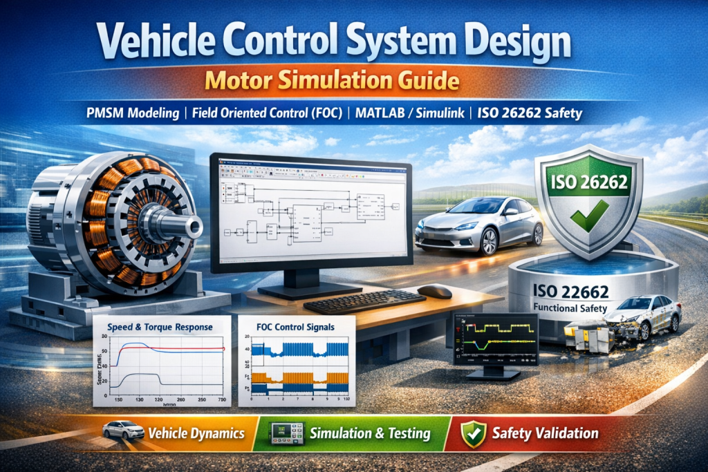 Vehicle control system design using PMSM motor simulation, FOC control strategy, and MATLAB Simulink modeling for electric vehicles