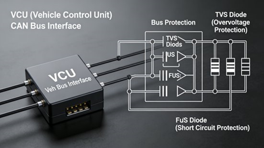 Typical VCU CAN Bus Interface Circuit (With bus protection function to prevent damage caused by short circuit and overvoltage)
