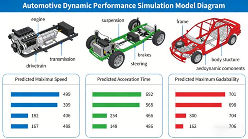  Automotive dynamic performance simulation model (The model includes power system, chassis system and vehicle body system, used to predict maximum speed, acceleration time and maximum gradability)
