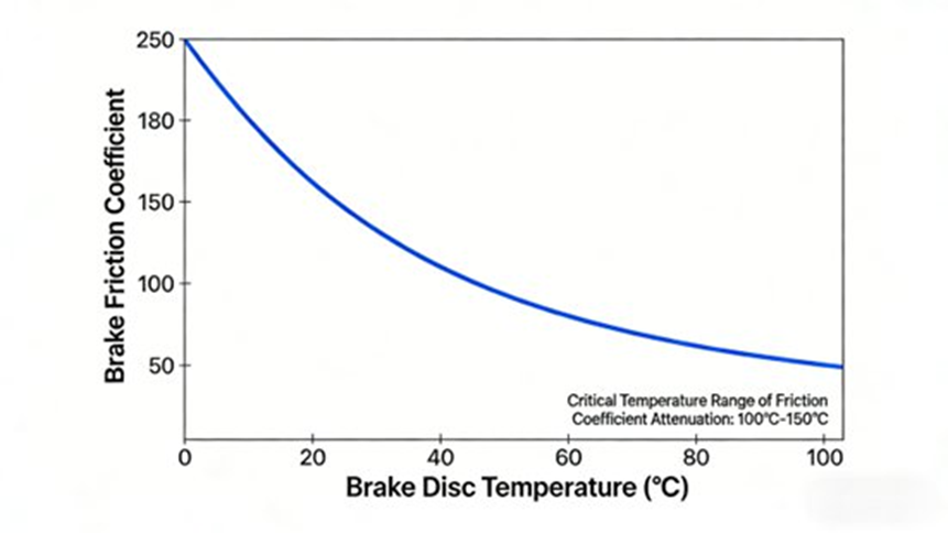 Curve of friction coefficient changing with temperature