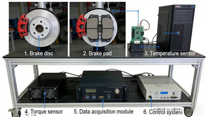 Brake thermal fade bench test device and data acquisition system