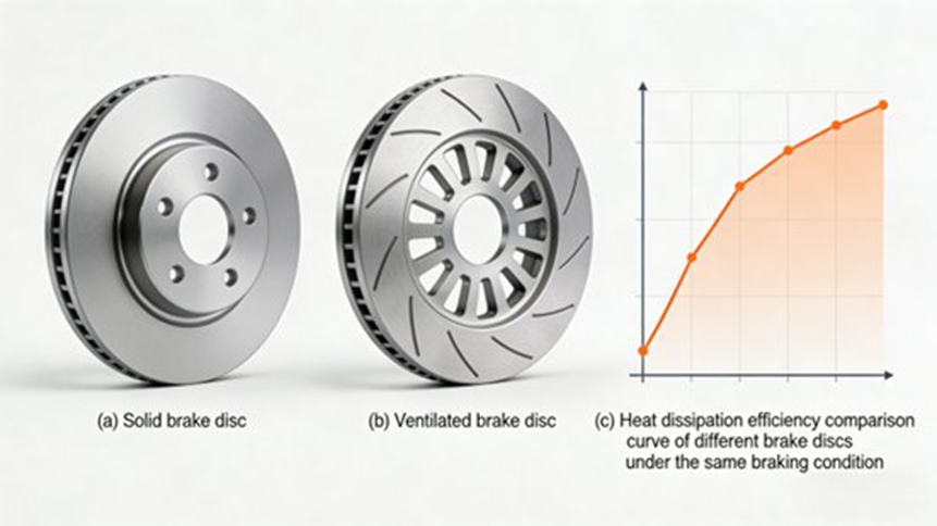Structure comparison and heat dissipation effect of different types of brake discs