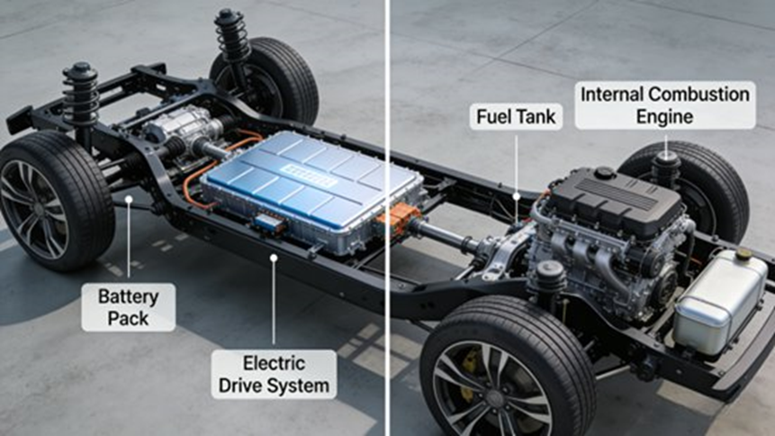 Comparison of EV and ICE Chassis Layout