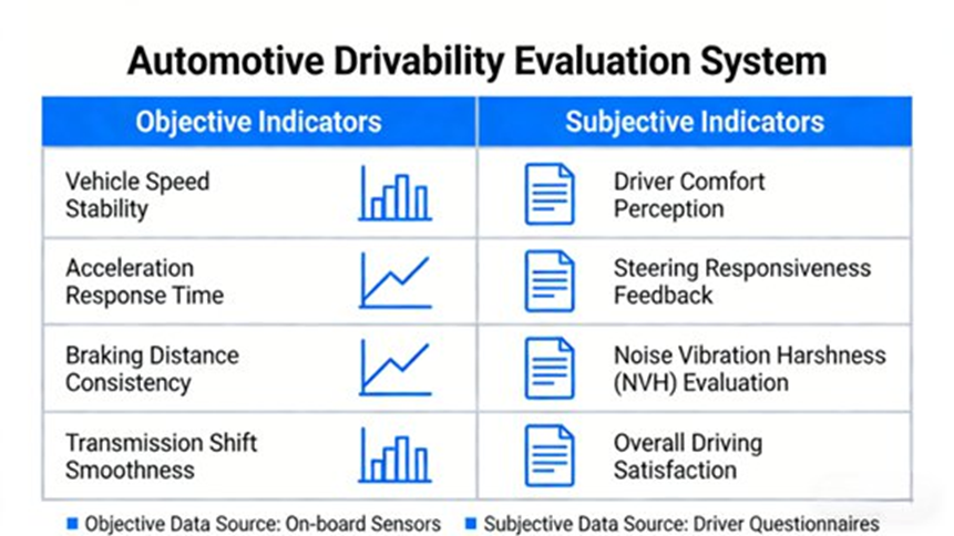 Automotive Drivability Evaluation System (Objective & Subjective Indicators)
