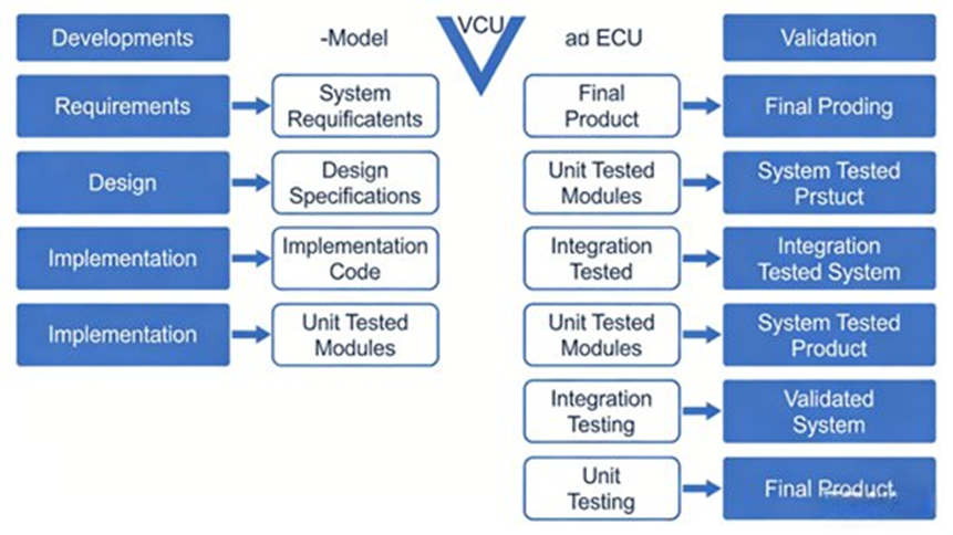 VCU and ECU Engineering Development V-Model (English High-Definition Image
