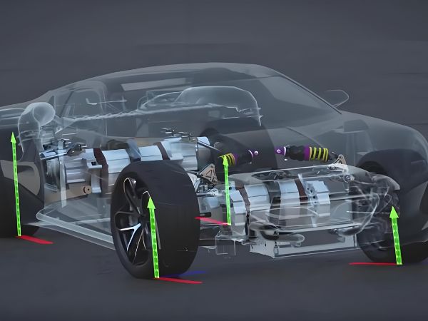 Distributed electric drive system inside an intelligent EV chassis showing independent electric motors and vehicle motion control